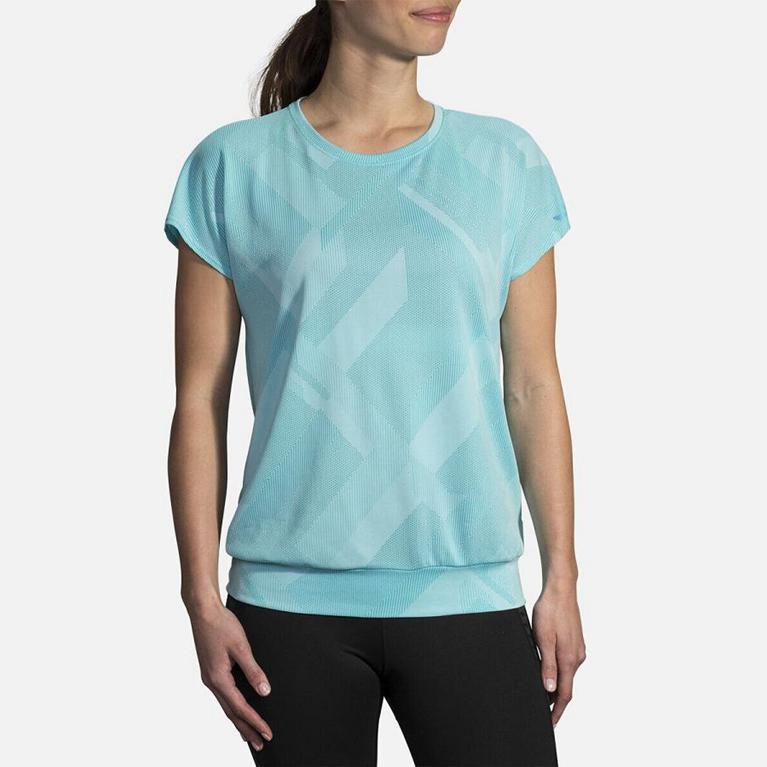 Brooks Array Short Sleeve Running Shirt - Women's - Blue (56102-RTJL)